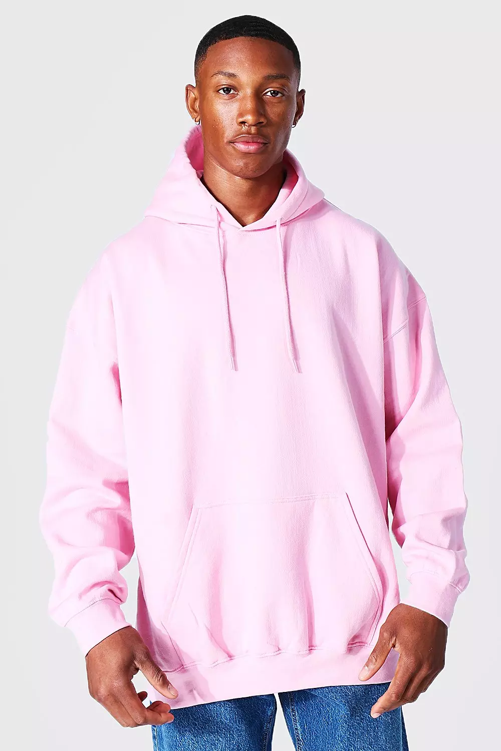 Oversized pink best sale hoodie mens